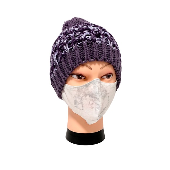 Washable & Reusable White/Grey Cotton Face Mask - Picture 2 of 5